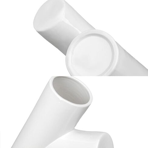 سانبيرغ مجموعة مزهرية سيراميك بيضاء من قطعتين على شكل اوك، مزهرية دائرية مجوفة على شكل دونات ومزهرية على شكل حرف K للزهور المركزية، منحوتة فنية ابداعية عصرية بسيطة للمنزل والمكتب وحفلات الزفاف in Kuwait