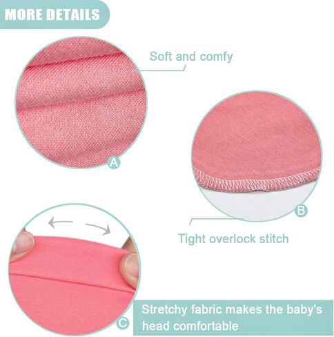 مجموعة قماط وعصابة رأس لحديثي الولادة من OWLOWLA مجموعة قماط قطن جيرسي تلقي بطانية للأطفال الأولاد والبنات (مرجاني) in Kuwait