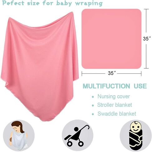 مجموعة قماط وعصابة رأس لحديثي الولادة من OWLOWLA مجموعة قماط قطن جيرسي تلقي بطانية للأطفال الأولاد والبنات (مرجاني) in Kuwait