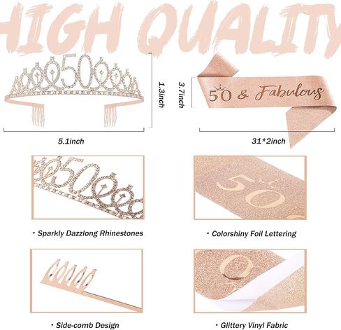 هدايا عيد الميلاد الخمسين للنساء - زينة عيد الميلاد الخمسين للنساء تتضمن بطاقة منبثقة ثلاثية الأبعاد لعيد الميلاد، وتاج التاج، والوشاح، وأغطية الكيك، والبالونات، والشموع مع صندوق هدايا in Kuwait