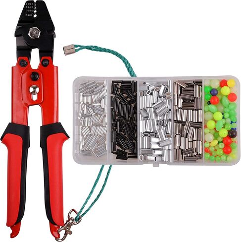 OROOTL Fishing Crimping Tool Kit Fishing Crimping Pliers with 500pcs Crimp Sleeves Fishing Beads Wire Rope Crimping Tool High Carbon Steel Crimping Pliers Aluminum Copper Loop Sleeves Set in Saudi Arabia