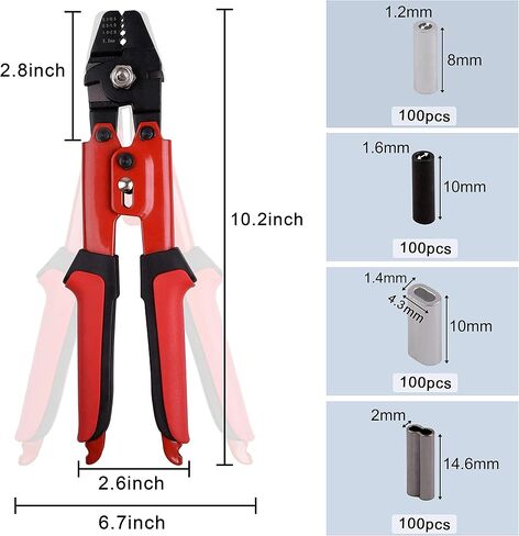 OROOTL Fishing Crimping Tool Kit Fishing Crimping Pliers with 500pcs Crimp Sleeves Fishing Beads Wire Rope Crimping Tool High Carbon Steel Crimping Pliers Aluminum Copper Loop Sleeves Set in Saudi Arabia
