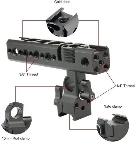 NICEYRIG NATO Handle with Quick Release Safety Rail 70mm, 15mm Rail Block DSLR Camera Cage Top Grip Handgrip Applicable for Sony A7SIII /A7RIV/A7RIII/A7III/A7II in Saudi Arabia