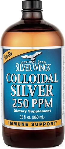 Natural Path Silver Wings Colloidal Silver 250ppm 32oz - Premium Glass Bottle - Natural Mineral Supplement for Immune Support - 250 PPM (1250mcg) - 32 oz in Saudi Arabia