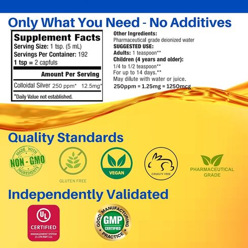 Natural Path Silver Wings Colloidal Silver 250ppm 32oz - Premium Glass Bottle - Natural Mineral Supplement for Immune Support - 250 PPM (1250mcg) - 32 oz in Saudi Arabia