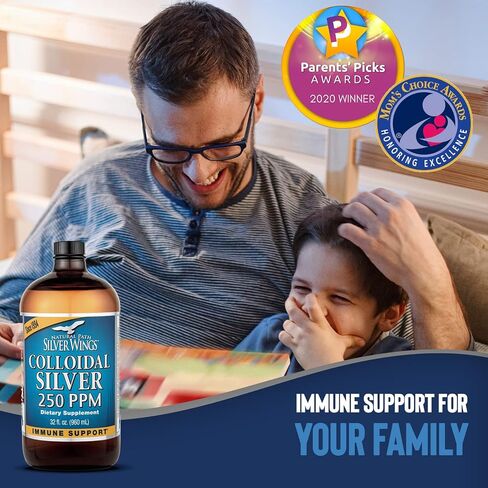 Natural Path Silver Wings Colloidal Silver 250ppm 32oz - Premium Glass Bottle - Natural Mineral Supplement for Immune Support - 250 PPM (1250mcg) - 32 oz in Saudi Arabia