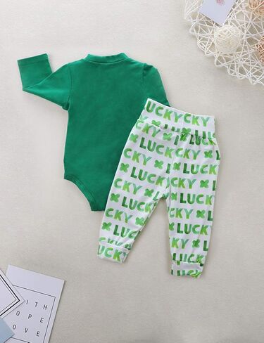 طقم ملابس KANGKANG St Patricks Day Baby Boy + رومبير أخضر + Lucky Pants 3Pcs in Kuwait