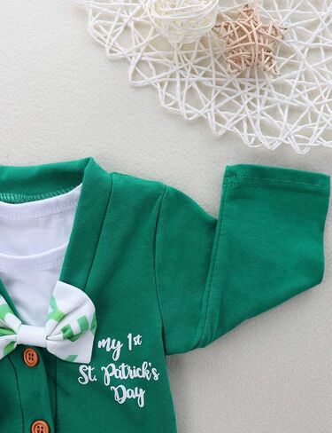 طقم ملابس KANGKANG St Patricks Day Baby Boy + رومبير أخضر + Lucky Pants 3Pcs in Kuwait