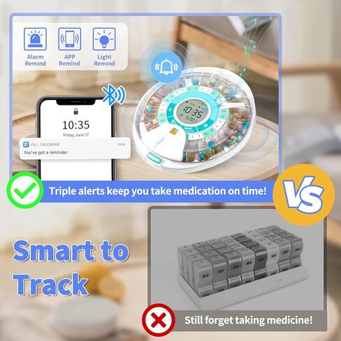 Zoksi Upgrade Bluetooth Automatic Pill Dispenser Machine for Elderly with Alarm, Smart Medication Pill Box 28 Day for Home Use, Eletronic Medicine Organizer Monthly, Timed Reminder in Kuwait