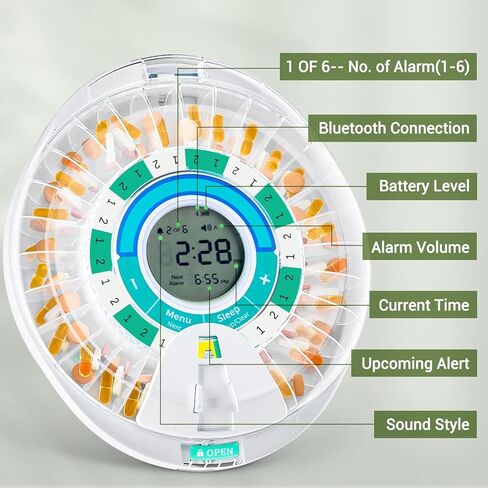 Zoksi Upgrade Bluetooth Automatic Pill Dispenser Machine for Elderly with Alarm, Smart Medication Pill Box 28 Day for Home Use, Eletronic Medicine Organizer Monthly, Timed Reminder in Kuwait