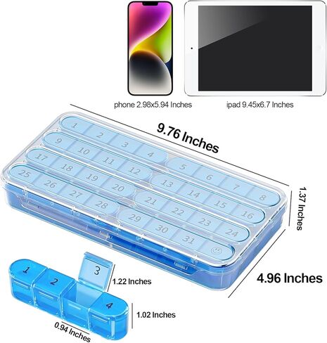 Betife Monthly Pill Organizer 1 Times a Day, 30 Day Pill Box, One Month Pill Case for Travel, 31 Day Pill Cases, Monthly Pill Storage, Medicine Organizer Container for Vitamins, Fish Oil, Pink in Kuwait