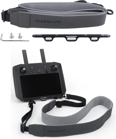 RC Pro PU Leather Lanyard Strap For DJI RC Pro /Smart Controller with Multi-purpose Aluminum Alloy Hanging Buckle, Black, Free in Kuwait