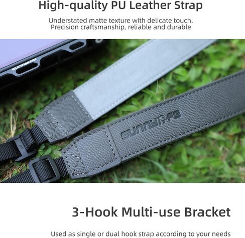 RC Pro PU Leather Lanyard Strap For DJI RC Pro /Smart Controller with Multi-purpose Aluminum Alloy Hanging Buckle, Black, Free in Kuwait