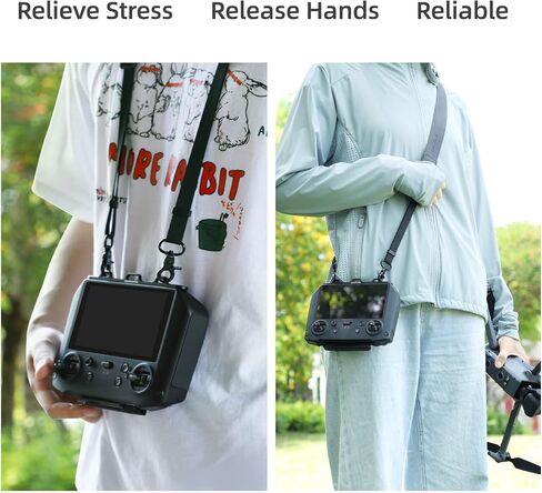 RC Pro PU Leather Lanyard Strap For DJI RC Pro /Smart Controller with Multi-purpose Aluminum Alloy Hanging Buckle, Black, Free in Kuwait