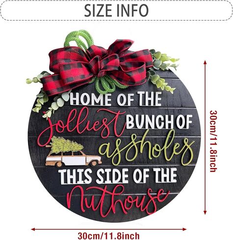 علامة ترحيب لعطلة عيد الميلاد الوطنية لامبون لديكور الشرفة الأمامية، شماعة باب خشبية مضحكة لعطلة عيد الميلاد المجنونة، علامة منزل مزرعة ريفية، ديكور معلق على الحائط للنافذة (أسود) in Kuwait