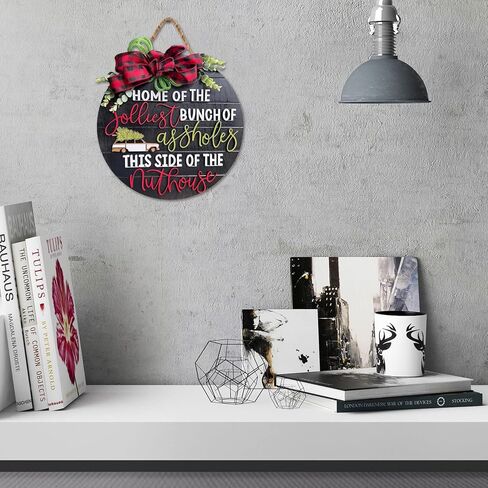 علامة ترحيب لعطلة عيد الميلاد الوطنية لامبون لديكور الشرفة الأمامية، شماعة باب خشبية مضحكة لعطلة عيد الميلاد المجنونة، علامة منزل مزرعة ريفية، ديكور معلق على الحائط للنافذة (أسود) in Kuwait