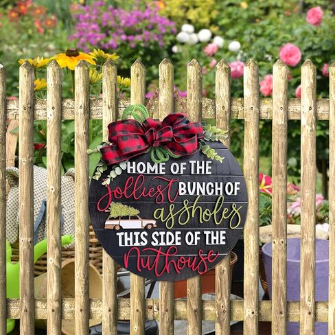 علامة ترحيب لعطلة عيد الميلاد الوطنية لامبون لديكور الشرفة الأمامية، شماعة باب خشبية مضحكة لعطلة عيد الميلاد المجنونة، علامة منزل مزرعة ريفية، ديكور معلق على الحائط للنافذة (أسود) in Kuwait