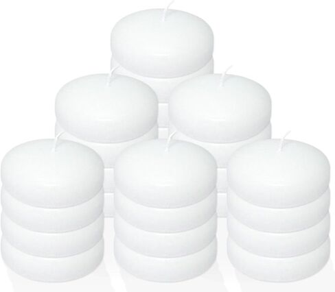 Stock Your Home 24 Count 3" Inch Floating Candles Bulk Set with 10 Hour Burn Time, White Unscented Wax Discs for Cylinder Vases, Centerpieces at Wedding, Party, Pool, Holiday in Saudi Arabia