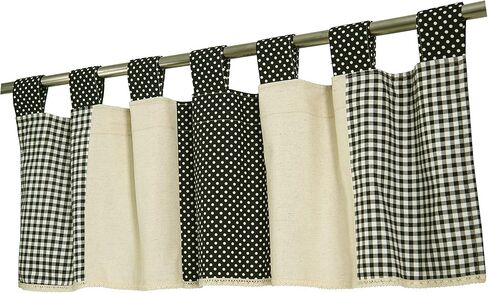 ستائر نوافذ المطبخ Annlaite الكلاسيكية الريفية البدائية لبيت المزرعة، ستارة نافذة علوية منقوشة، أسود، 51 بوصة × 17 بوصة in Kuwait