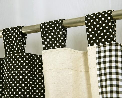 ستائر نوافذ المطبخ Annlaite الكلاسيكية الريفية البدائية لبيت المزرعة، ستارة نافذة علوية منقوشة، أسود، 51 بوصة × 17 بوصة in Kuwait