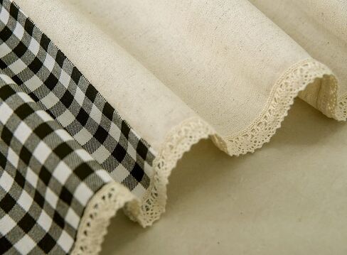 ستائر نوافذ المطبخ Annlaite الكلاسيكية الريفية البدائية لبيت المزرعة، ستارة نافذة علوية منقوشة، أسود، 51 بوصة × 17 بوصة in Kuwait