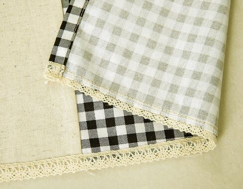 ستائر نوافذ المطبخ Annlaite الكلاسيكية الريفية البدائية لبيت المزرعة، ستارة نافذة علوية منقوشة، أسود، 51 بوصة × 17 بوصة in Kuwait