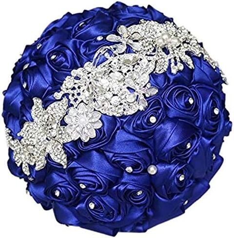 IFFO Bride القابضة الزهور، باقة العروس الوردية الملونة لحفلات الزفاف، باقات الزفاف الوردي الأرجواني (الأزرق الملكي) in Kuwait
