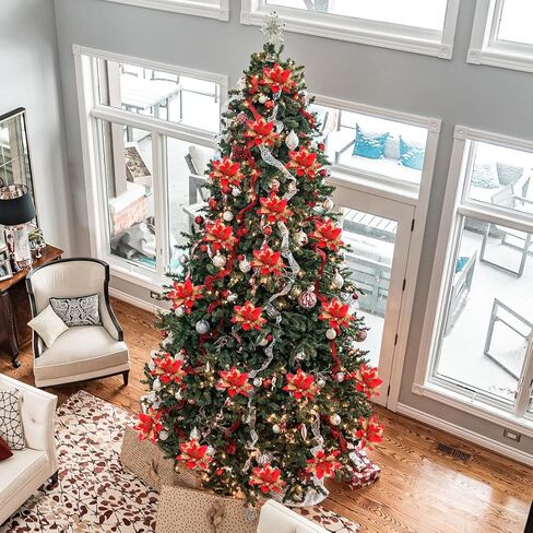 26 قطعة من زهور الكريسماس الاصطناعية من Kainonnan مع مشابك وبخار لتزيين شجرة الكريسماس وحفلات المنزل وديكور الكريسماس (ذهبي) in Kuwait