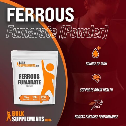 BulkSupplements.com Ferrous Fumarate Powder - Iron Supplement - Iron Supplement for Women - Iron Supplements for Men - Ferrous Fumarate Supplement (100 Grams - 3.5 oz) in Saudi Arabia