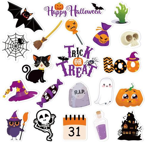 21 Pcs Halloween Gel Window Clings, Halloween Window Clings for Kids Window Stickers Decorations Pumpkins Ghosts Bats Halloween Gel Clings for Glass Windows Classroom Home Party Decor in Saudi Arabia