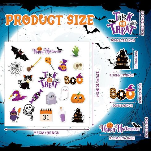 21 Pcs Halloween Gel Window Clings, Halloween Window Clings for Kids Window Stickers Decorations Pumpkins Ghosts Bats Halloween Gel Clings for Glass Windows Classroom Home Party Decor in Saudi Arabia