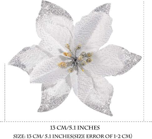 WILLBOND Glitter Christmas Tree Ornaments Artificial Wedding Christmas Poinsettia Flowers for Christmas Flowers Tree Wreaths Decor Ornament (30, Gold 1) in Saudi Arabia