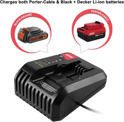 بطارية ليثيوم energup 2pack LBXR20 20V متوافقة مع بطارية ليثيوم Black & Decker 20V MAX LBXR2520 LBXR2020 LBX20 LB2X4020 LB2X3020 وLCC221 LST522 LST201 LST220 LST300 20V Max مع شاحن in Kuwait