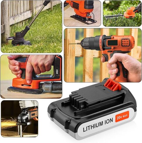بطارية ليثيوم energup 2pack LBXR20 20V متوافقة مع بطارية ليثيوم Black & Decker 20V MAX LBXR2520 LBXR2020 LBX20 LB2X4020 LB2X3020 وLCC221 LST522 LST201 LST220 LST300 20V Max مع شاحن in Kuwait
