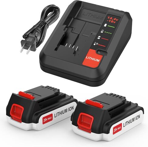 بطارية ليثيوم energup 2pack LBXR20 20V متوافقة مع بطارية ليثيوم Black & Decker 20V MAX LBXR2520 LBXR2020 LBX20 LB2X4020 LB2X3020 وLCC221 LST522 LST201 LST220 LST300 20V Max مع شاحن in Kuwait