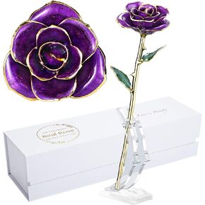 Valentines Day Gift Rose, Gold Dipped Real Rose is Attractive Luster and Natural Shape, Best Gifts for Anniversary Wedding Valentines Day (Red Original Rose with Stand) in Saudi Arabia