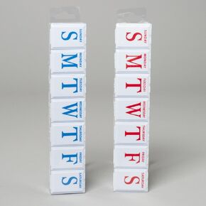 مجموعة من 2 علبة حبوب دواء بلاستيكية كبيرة الحجم لمدة 7 أيام (تتضمن صندوقين - أزرق وأحمر) 11 بوصة × 2.25 بوصة × 1.25 بوصة in Kuwait