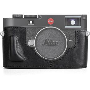 حافظة MUZIRI KINOKOO Leica M11، حافظة جلدية أصلية على الطراز القديم لكاميرا Leica M11 حافظة واقية سفلية - مع قبضة يد وتصميم سفلي مفتوح - بني
