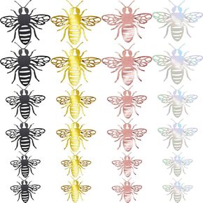 STOBOK 48pcs Three-Dimensional Hollow Bee Wedding Decals Cake Ornament Kitchen Decals 3D Bee Background Decor Hand Decor Bee Ornament Baby Pearl Paper Sticker Wall Removable in Saudi Arabia
