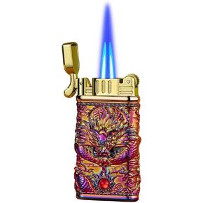 ولاعة شعلة البيوتان من Meiegens، ولاعة تنين منحوتة مقاومة للرياح، ولاعة شعلة نفاثة، ولاعة بوتان قابلة لإعادة الملء، ولاعات تنين رائعة قابلة لإعادة الملء، هدايا للرجال (بدون وقود) (متعددة الألوان) in Kuwait