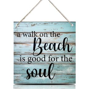 لافتة معلقة للشاطئ الصيفي، المشي على الشاطئ جيد للروح، لافتات خشبية خارجية للتعليق على الحائط لديكور منزل الشاطئ الساحلي، هدايا لمحبي الشاطئ، 11.8 × 11.8 بوصة (DL473) in Kuwait