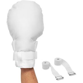 Medical Double Security Mitts - One Size Fits All Hand Restraint Gloves for Elderly & Medical Procedures -Made With Extra Padding for Comfort & Protection - Includes Bed Restraints - 2 Gloves