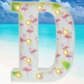 Pooqla Marquee Letters Tropical Luau Party Supplies Flamingos Palm Trees Painted LED Letter Sign Light for Hawaiian Party Decoration Birthday Bedroom Wall Decor Table Centerpieces C