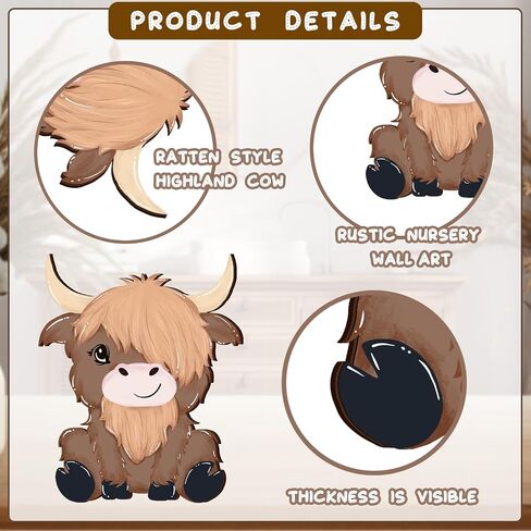 Therwen 6 Pcs Highland Cow Wall Decorations Cute Highland Cow Wooden Signs Lovely Scottish Cattle Wall Decor for Boy Girl Bedroom Neutral Style Rustic Farmhouse in Saudi Arabia