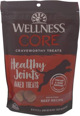 مكافآت الكلاب الخالية من الحبوب من Wellness CORE - 2 حزمة متنوعة من النكهات: (1) كل منها: مفاصل صحية من لحم البقر المطاطي المخبوز، ولحم البقر المعبأ بالطاقة من لحم الغزال المطاطي المتشنج (4-8 أونصات) in Kuwait