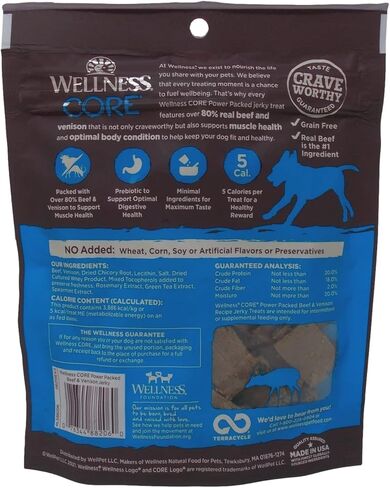 مكافآت الكلاب الخالية من الحبوب من Wellness CORE - 2 حزمة متنوعة من النكهات: (1) كل منها: مفاصل صحية من لحم البقر المطاطي المخبوز، ولحم البقر المعبأ بالطاقة من لحم الغزال المطاطي المتشنج (4-8 أونصات) in Kuwait