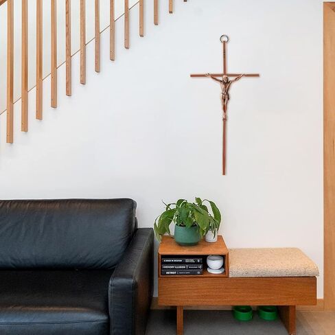 WenRity 10 Inch Metal Slender Crucifix Wall Cross INRI Cross Wall Art for Cruz Del Perdon Catolica Decor Give Blessing and The Spiritual Sacred:Faith Gift for your Acquaintances (Red Copper) in Saudi Arabia