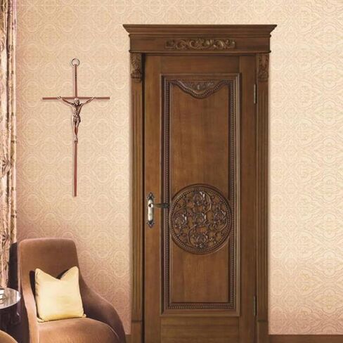 WenRity 10 Inch Metal Slender Crucifix Wall Cross INRI Cross Wall Art for Cruz Del Perdon Catolica Decor Give Blessing and The Spiritual Sacred:Faith Gift for your Acquaintances (Red Copper) in Saudi Arabia