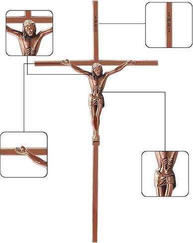 WenRity 10 Inch Metal Slender Crucifix Wall Cross INRI Cross Wall Art for Cruz Del Perdon Catolica Decor Give Blessing and The Spiritual Sacred:Faith Gift for your Acquaintances (Red Copper) in Saudi Arabia