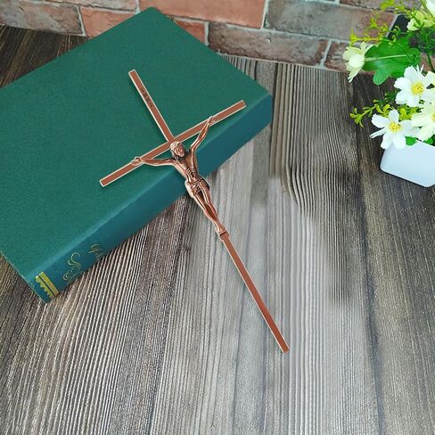 WenRity 10 Inch Metal Slender Crucifix Wall Cross INRI Cross Wall Art for Cruz Del Perdon Catolica Decor Give Blessing and The Spiritual Sacred:Faith Gift for your Acquaintances (Red Copper) in Saudi Arabia